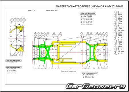 Maserati Quattroporte (M156) 2013–2023 Body dimensions