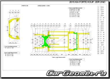 Kia Cerato Coupe (YD) 2013-2020 (Kia Forte Coupe USA и Kia K3 Coupe) Body dimensions