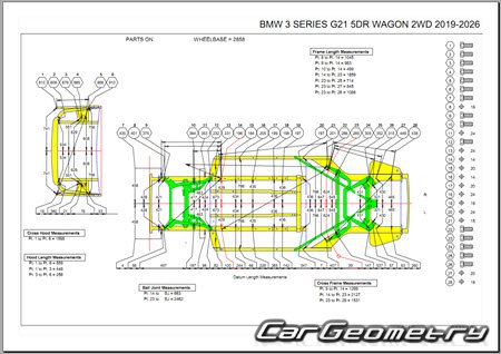 BMW 3 Series (G21) Wagon 2019-2026 Body dimensions