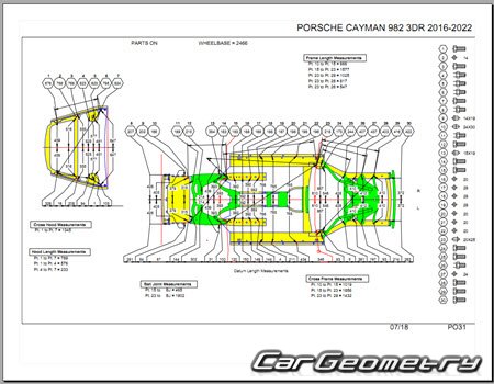 Porsche Cayman (982) 2016-2022 Body dimensions