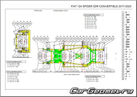 Fiat 124 Spider (348) 2016–2023 Body dimensions