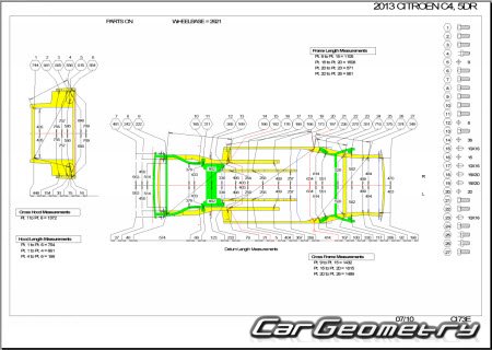 Citroen C4 (5DR) 2010-2014 Body dimensions
