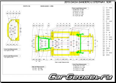 Dacia Sandero Stepway 2013-2018 Body dimensions