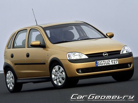 Opel Corsa (C) 2000–2006 (3-door, 5-door)  Body dimensions
