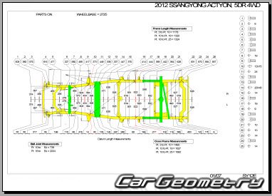 SsangYong Actyon 2006-2012 Body dimensions