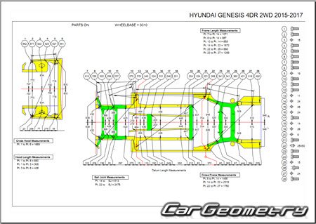 Hyundai Genesis (DH) 2014-2017 Body dimensions