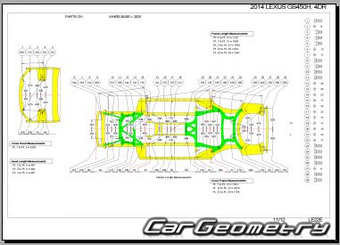 Lexus GS 450h (GWL10) 2012-2015 Body dimensions