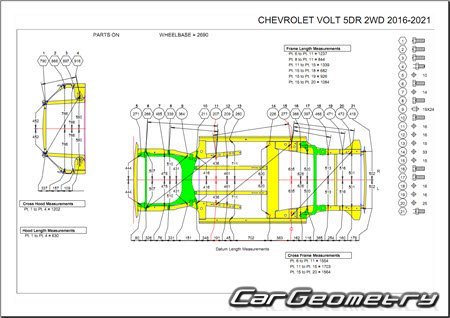 Chevrolet Volt D2JC 2016–2021 Body dimensions