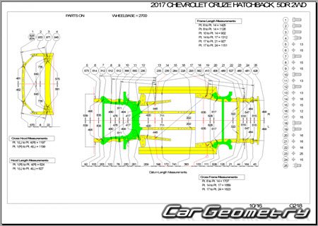 Chevrolet Cruze (5DR Hatchback) 2016-2022 Body dimensions
