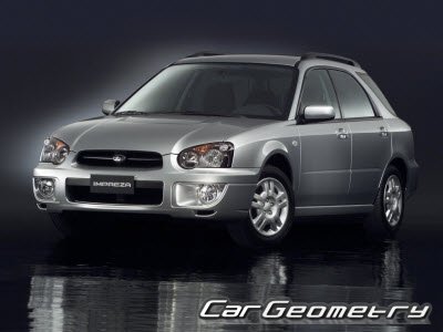 Subaru Impreza II (Sedan GD, Wagon GG) 2003-2005 Body dimensions