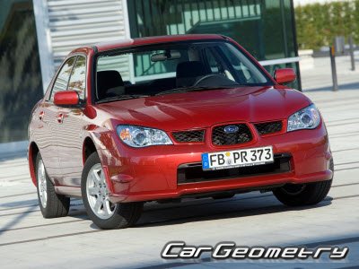 Subaru Impreza II  (GD GG) 2005-2007 Body dimensions