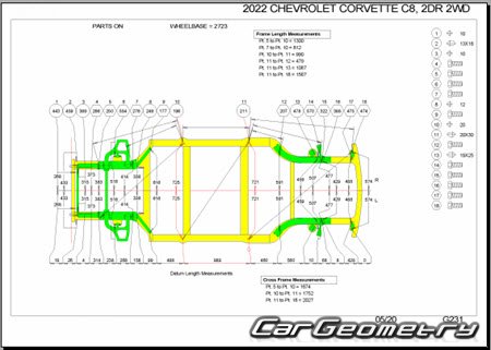 Chevrolet Corvette Stingray (C8) 2020-2027 Body dimensions