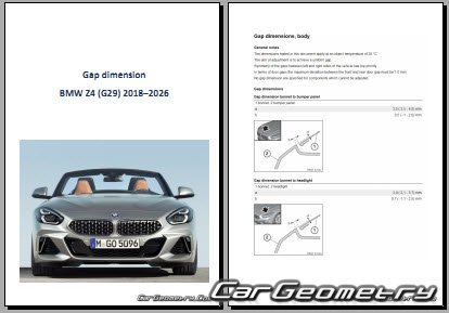 BMW Z4 Roadster (G29) 2018–2026 Body dimensions