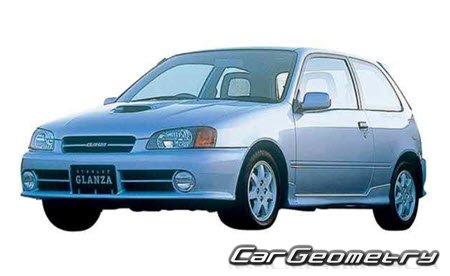 Toyota Starlet (P90) 1995–1999 Body dimensions
