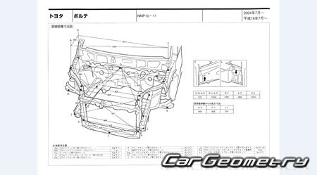 Toyota Porte (NP10 NP11) 2004-2012 (RH Japanese market) Body dimensions