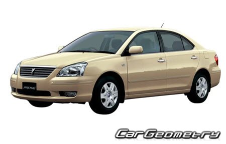 Toyota Premio (T240 T245) 2001-2007 Body dimensions