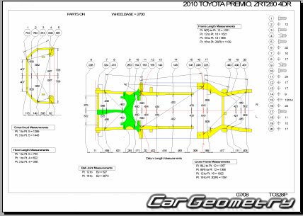 Toyota Allion & Toyota Premio (T260 T265) 2008-2016 (RH Japanese market) Body dimensions