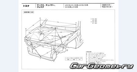 Toyota Chaser (X100) 1996–2001 (RH Japanese market) Body dimensions