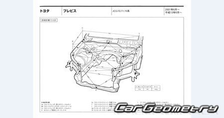 Toyota Brevis 2001–2007 (RH Japanese market) Body dimensions