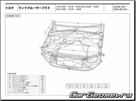 Toyota Land Cruiser Prado (J120) 2002–2009 (RH Japanese market) Body dimensions