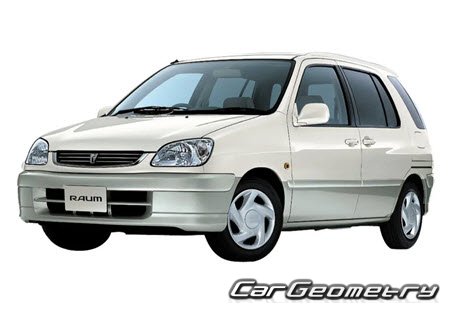 Toyota Raum (EXZ10 EXZ15) 1997-2003 Body dimensions