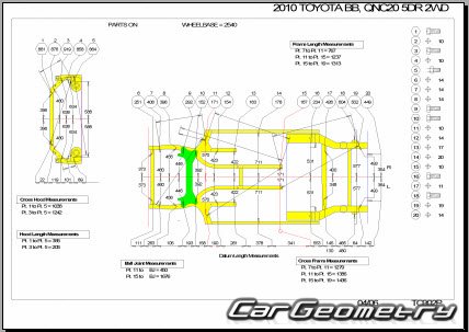 Toyota bB (QNC2#) 2005–2016 (RH Japanese market) Body dimensions