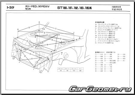 Toyota Corona Exiv (T180) 1989-1993 (RH Japanese market) Body dimensions