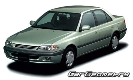 Toyota Carina (T21#) 1996–2002 Body dimensions