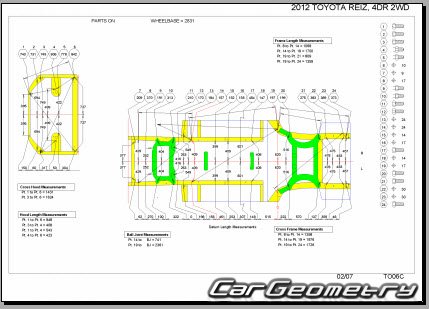 Toyota Reiz (GRX13#) 2010–2017 (LH Asian market) Body dimensions