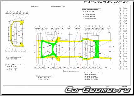 Toyota Camry Hybrid (AVV50) 2011-2017 (RH Japanese market) Body dimensions