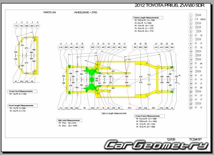 Toyota Prius (ZVW30) 2009-2015 (RH Japanese market) Body dimensions