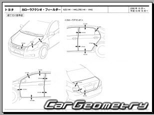 Toyota Corolla Axio (E14#) 2006-2012 (RH Japanese market) Body dimensions