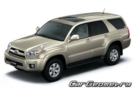 Toyota Hilux Surf (N210) 2002-2009 Body dimensions