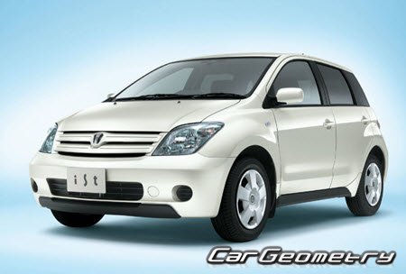 Toyota Ist (NCP110 NCP115 ZSP110) 2007-2014 Body dimensions