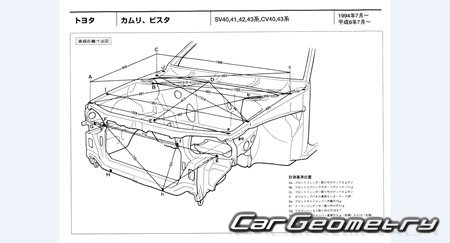 Toyota Camry (SV4# CV4#) 1994-1998 (RH Japanese market) Body dimensions