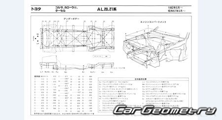 Toyota Corsa & Corolla II & Tercel (AL20) 1982-1989 (RH Japanese market) Body dimensions