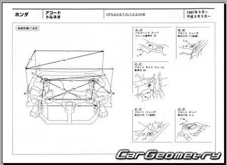 Honda Accord & Torneo 1997-2002 (RH Japanese market) Body dimensions