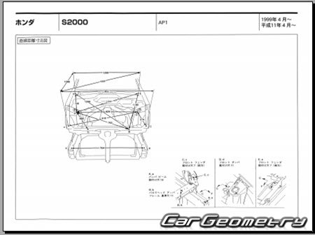 Honda S2000 (AP1) 1999-2009 (RH Japanese market) Body dimensions