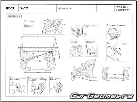 Honda Life (JB5 JB6 JB7 JB8) 2003-2008 (RH Japanese market) Body dimensions