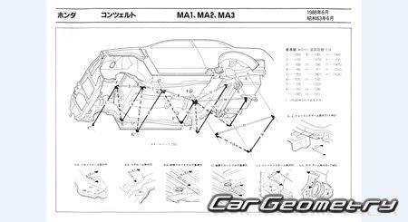 Honda Concerto (MA1 MA2 MA3) 1987-1992 (RH Japanese market) Body dimensions