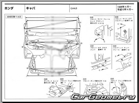 Honda Capa (GA4 GA6) 1998–2002 (RH Japanese market) Body dimensions