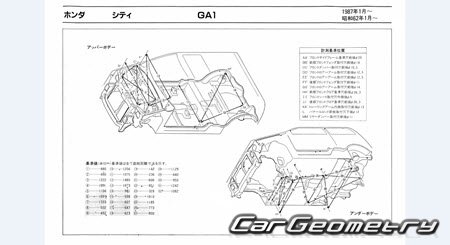 Honda City (GA1 GA2) 1987-1994 (RH Japanese market) Body dimensions