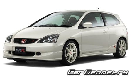 Honda Civic (EU1 EU2 EU3 EU4) 2000-2005 Body dimensions