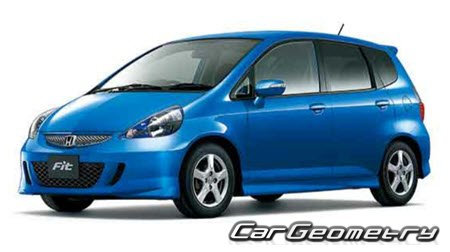 Honda Fit (GD1 GD2 GD3 GD4) 2001-2007 Body dimensions