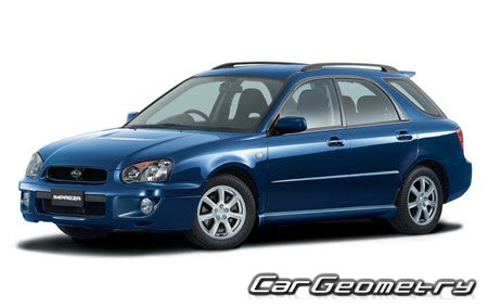 Subaru Impreza (GG GD) 2003-2005 Body dimensions