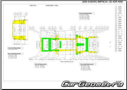 Subaru Impreza (GD GG) 2005-2007 (RH Japanese market) Body dimensions