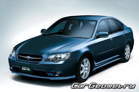 Subaru Legacy B4 & Legacy Touring Wagon 2003-2009 Body dimensions