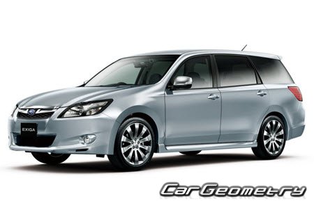 Subaru Exiga (YA4 YA5) 2008–2015 Body dimensions