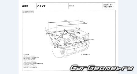 Suzuki Swift (HT51S) 2000-2004 (RH Japanese market) Body dimensions