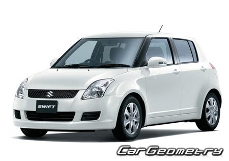 Suzuki Swift (ZC11 ZC21 ZD11 ZD21) 2004-2010 Body dimensions